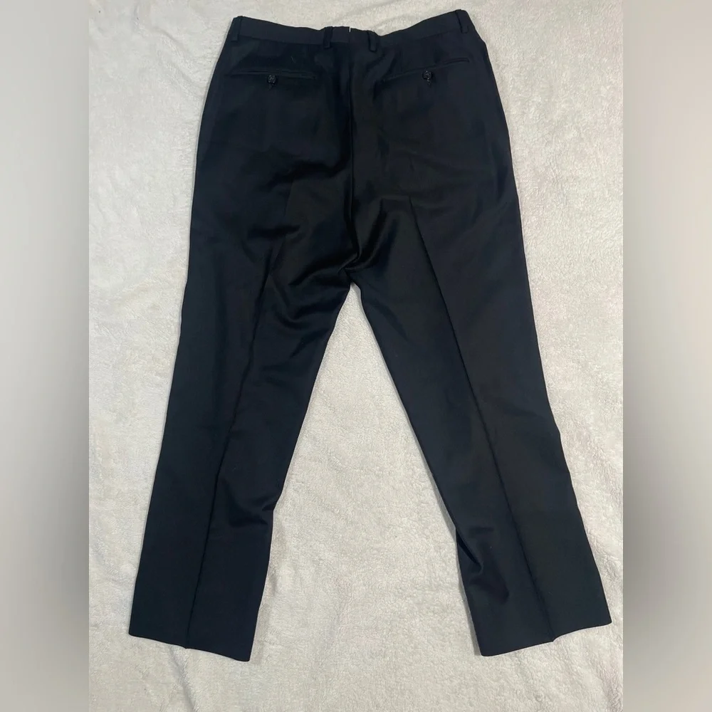 Santorelli luxury serge Wool Roma Flat Front Trouser Black Italy Size 34